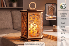3D Decorative Lantern Laser Cut. Candle Holder SVG Product Image 1