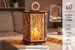3D Decorative Lantern Laser Cut. Candle Holder SVG Product Image 1