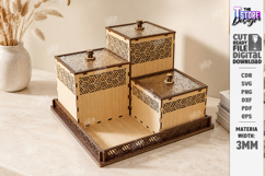 Decorative Modular Wooden Storage Box Laser Cut | Patterns Product Image 1