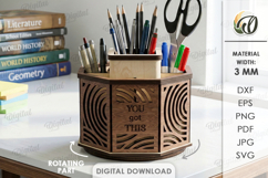 3D Rotating Organizer Laser Cut. Office supplies storage box Product Image 1