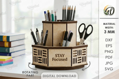3D Rotating Organizer Laser Cut. Office supplies storage box Product Image 1