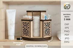 3D Rotating Organizer Laser Cut. Bathroom storage box SVG Product Image 1