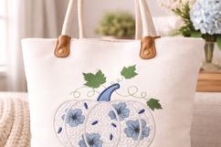 Chinoiserie Pumpkin Embroidery Design Blue Floral Fall Product Image 2