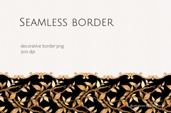Black and Gold Baroque Seamless Border PNG Product Image 1