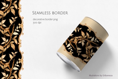 Black and Gold Baroque Seamless Border PNG Product Image 2