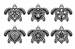 Papercut Set of Cute Baby Sea Turtles with Abstract Shapes Product Image 2