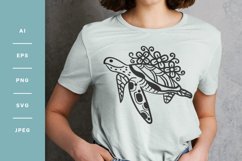 Sea Turtle Mandala with Flowers on Its Body SVG Design Product Image 1