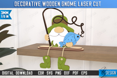 Decorative Wooden Gnome Laser Cut | Seated Figurine |Fishing Product Image 1