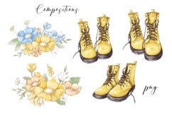 Watercolor Clipart Flowers & Boots Product Image 4