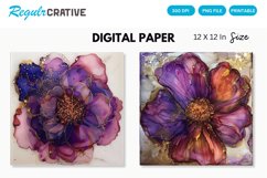 Deep Colored Alcohol Ink Flower Glitter Digital Paper Product Image 1