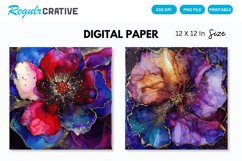 Deep Colored Alcohol Ink Flower Glitter Digital Paper Product Image 1