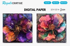 Deep Colored Alcohol Ink Flower Glitter Digital Paper Product Image 1