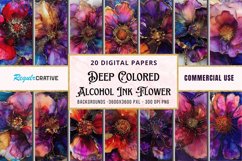 Deep Colored Alcohol Ink Flower Glitter Digital Paper Bundle Product Image 1