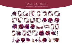 114 Deep Purple and Rose Red Flowers Watercolor Clipart Product Image 2