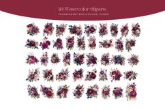 114 Deep Purple and Rose Red Flowers Watercolor Clipart Product Image 3