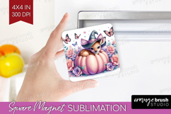Deer Halloween Magnet Sublimation Coquette Square Magnet PNG Product Image 1