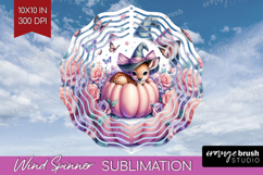 Deer Halloween Wind Spinner Sublimation PNG Coquette Round Product Image 1