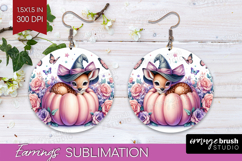 Deer Halloween Round Earrings Coquette PNG Sublimation Product Image 1