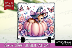 Deer Halloween Slate PNG Coquette Square Slate Sublimation Product Image 1