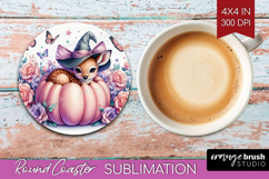 Deer Halloween Round Coaster Coquette Coaster PNG Product Image 1