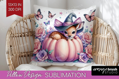 Deer Halloween Pillow Sublimation Coquette Pillow Cover PNG Product Image 1