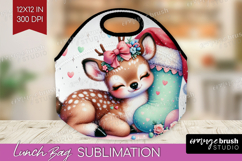 Deer Pastel Christmas Lunch Bag Coquette Xmas Lunch Bug PNG Product Image 1