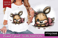 Deer Valentine Round Tshirt Background Whimsical Animal PNG Product Image 1