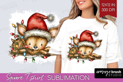 Deer Tangled In Christmas Lights Square Tshirt Background Product Image 1