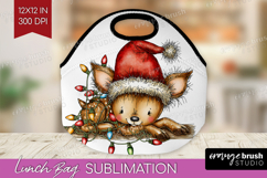 Deer Tangled In Christmas Lights Lunch Bag Funny Xmas Lunch Product Image 1
