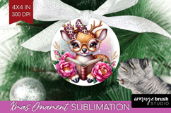 Deer Reading Ornament PNG Book Lover PNG Sublimation Product Image 1