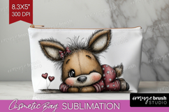 Deer Valentine Cosmetic Bag Whimsical Animal Makeup Bag PNG Product Image 1
