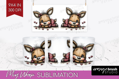 Deer Valentine Mug Wrap Whimsical Animal Mug PNG Sublimation Product Image 1