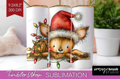 Deer Tangled In Christmas Lights Tumbler Wrap Funny Xmas PNG Product Image 1