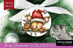 Deer Tangled In Christmas Lights Ornament PNG Funny Xmas PNG Product Image 1