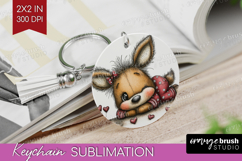 Deer Valentine Keychain PNG Whimsical Animal Keychain Product Image 1