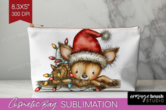 Deer Tangled In Christmas Lights Cosmetic Bag Funny Xmas Product Image 1