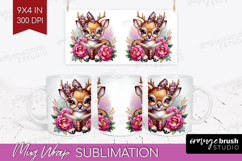 Deer Reading Mug Wrap Book Lover Mug PNG Sublimation Product Image 1