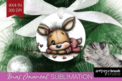 Deer Valentine Ornament PNG Whimsical Animal PNG Sublimation Product Image 1