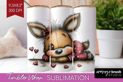 Deer Valentine Tumbler Wrap Whimsical Animal Tumbler PNG Product Image 1