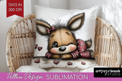 Deer Valentine Pillow Sublimation Whimsical Animal Pillow Product Image 1