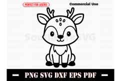 Cute Baby Deer Doodle Design SVG PNG DXF EPS PDF Product Image 1