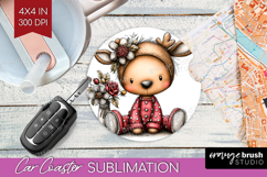 Deer Valentine Car Coaster Whimsical Animal Coaster PNG Product Image 1