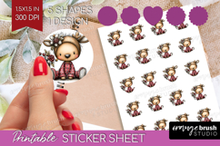Deer Valentine Round Sticker Whimsical Animal Printable Product Image 1