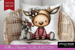 Deer Valentine Pillow Sublimation Whimsical Animal Pillow Product Image 1