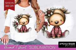 Deer Valentine Round Tshirt Background Whimsical Animal PNG Product Image 1