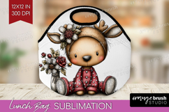 Deer Valentine Lunch Bag Whimsical Animal Lunch Bug PNG Product Image 1