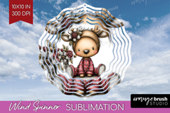 Deer Valentine Wind Spinner Sublimation PNG Whimsical Animal Product Image 1
