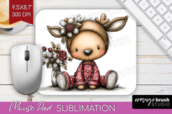 Deer Valentine Mouse Pad Sublimation Whimsical Animal Product Image 1