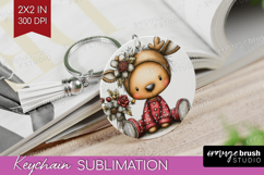 Deer Valentine Keychain PNG Whimsical Animal Keychain Product Image 1