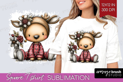 Deer Valentine Square Tshirt Background Whimsical Animal PNG Product Image 1